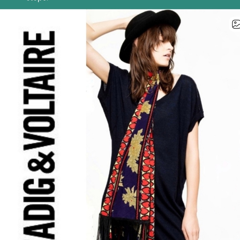 Zadig & Voltaire Rifle Merino Blue and Black Wool Shirtdress